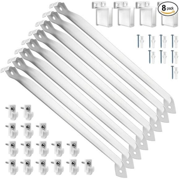 Wire Shelf Brackets 8 Pack 12 Inch Metal Closet Support with Clips and End Brack - Picture 8 of 8